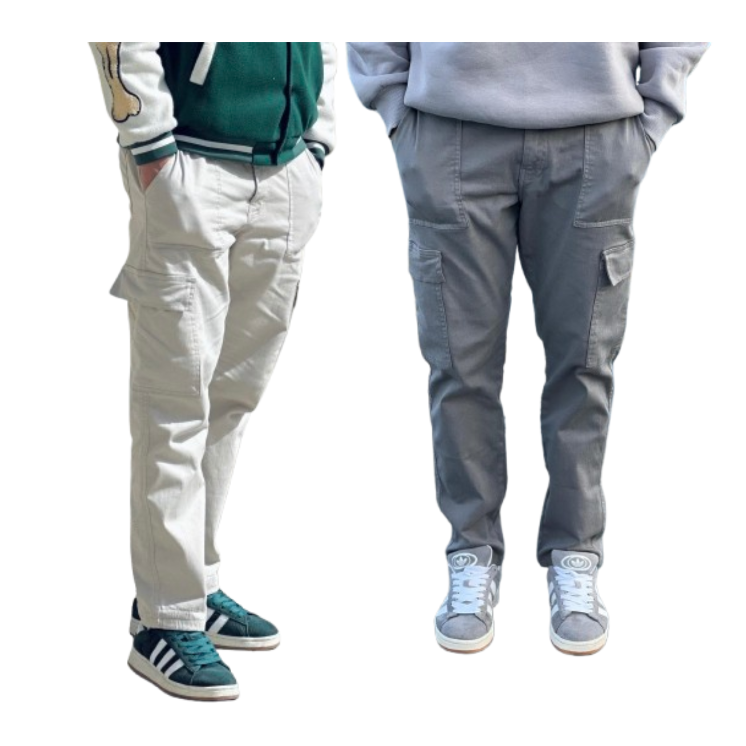 Jeanz – Pantalon Cargo Pack 2 pièces – Gris – Écru