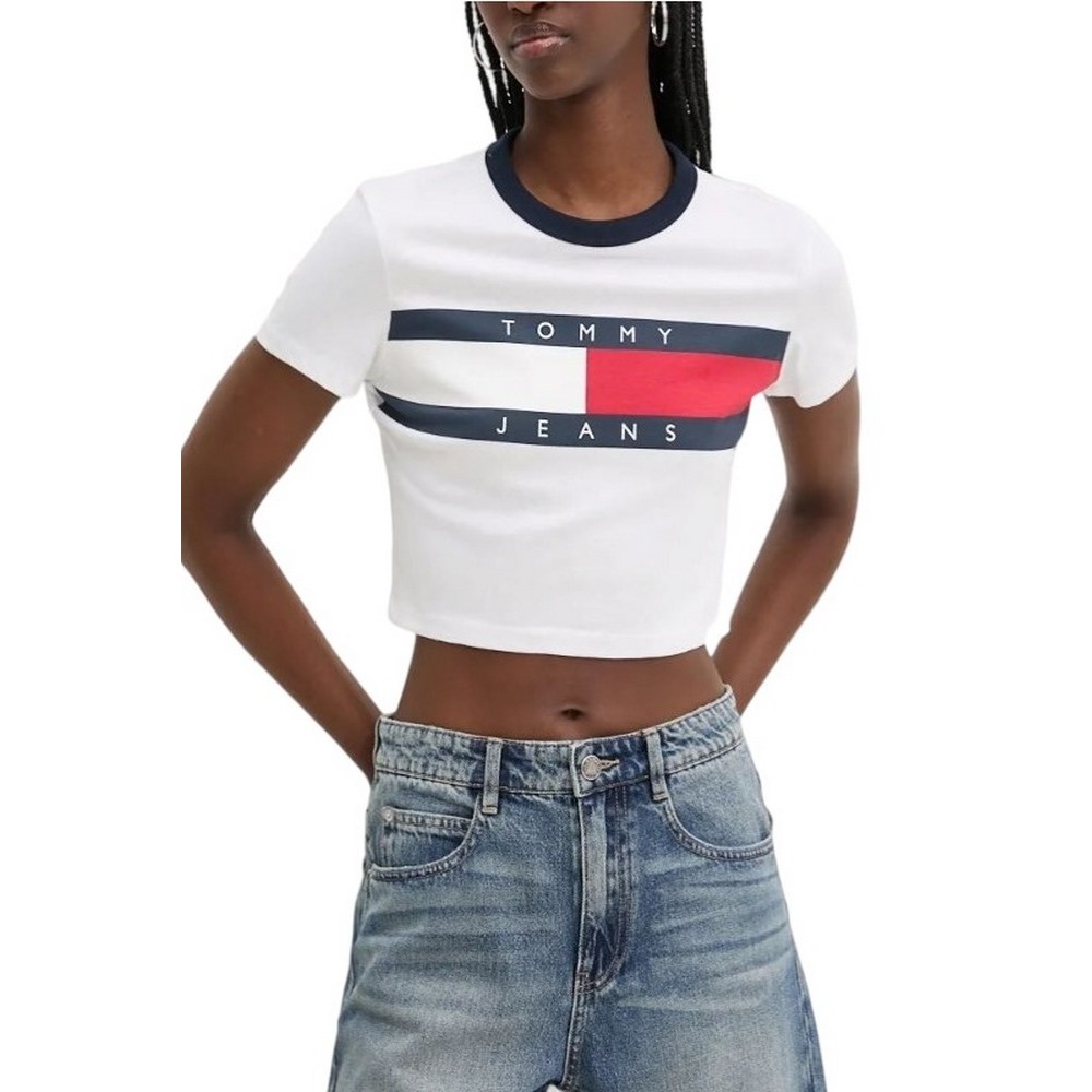 TOMMY JEANS – T-shirt court et ajusté – Blanc