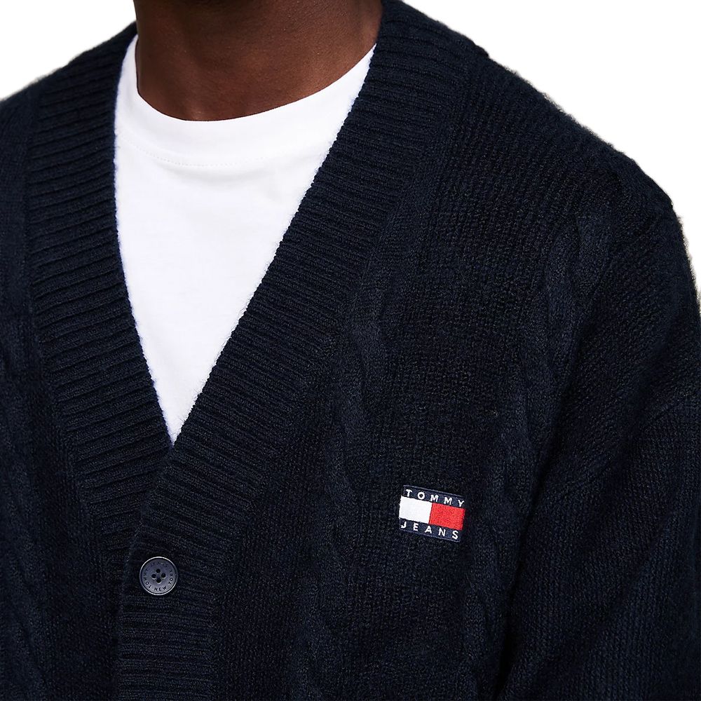 TOMMY JEANS - Gilet à torsades et badge coupe carrée pour homme - Noir 3