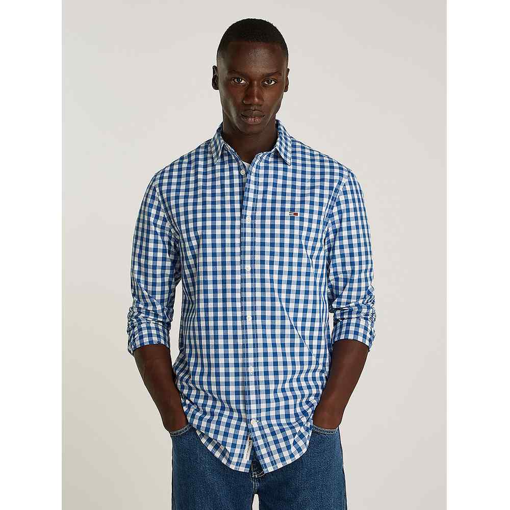 TOMMY JEANS – Chemise à carreaux pour homme – bleu vif, petits carreaux