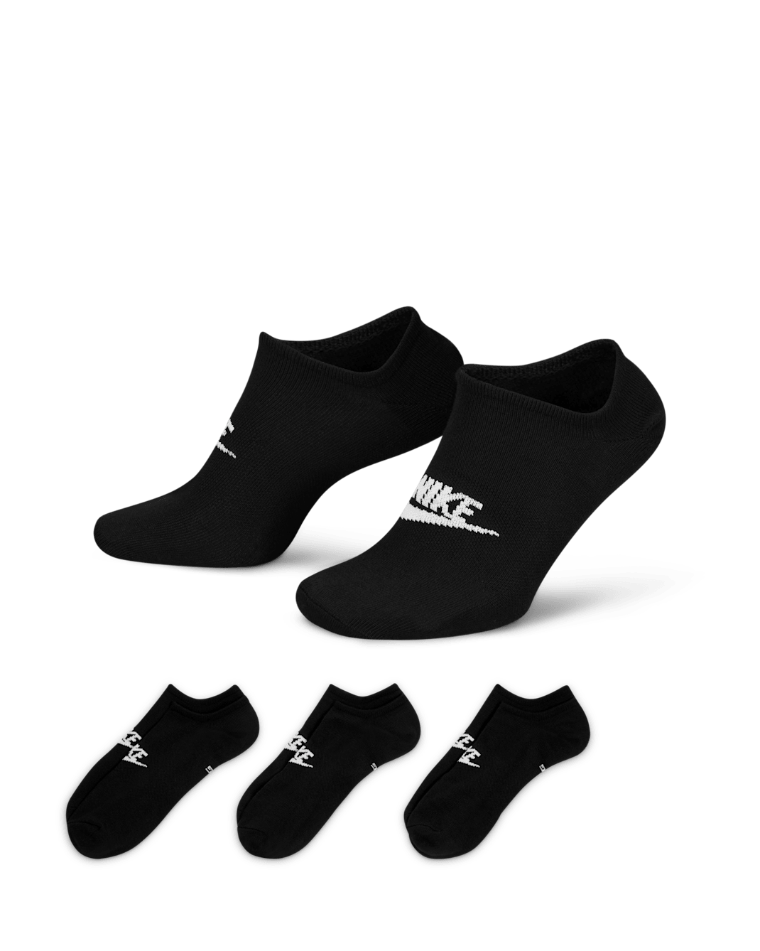 Nike – Nike Sportswear Essentiel Chaussettes invisibles – Noir/Blanc - Nike