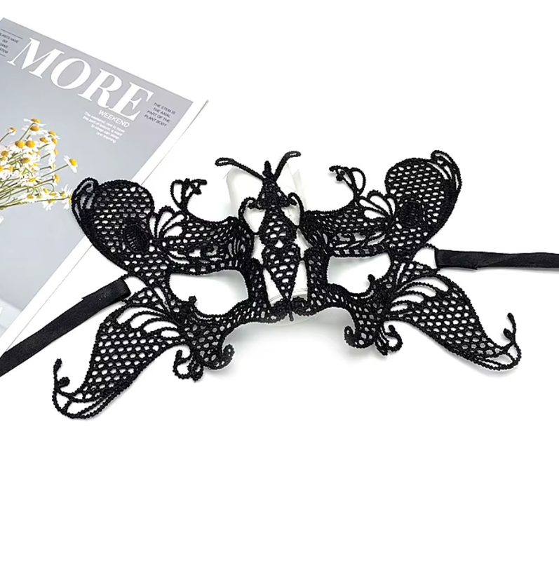 BLOOM – Masque vénitien en dentelle LFX10 – Noir