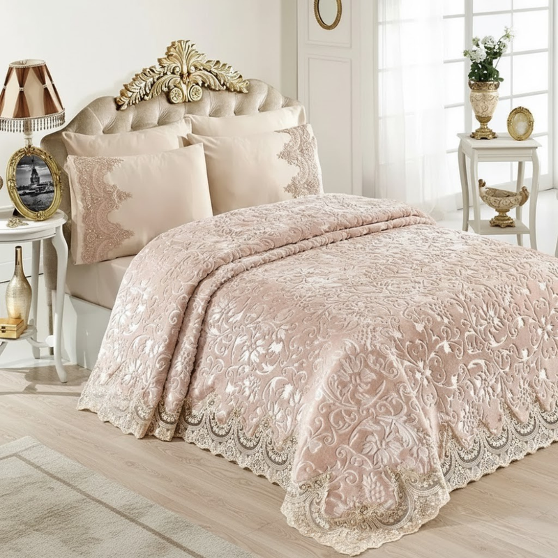 Golden Home – Couverture Dentelle 2 places – Marron