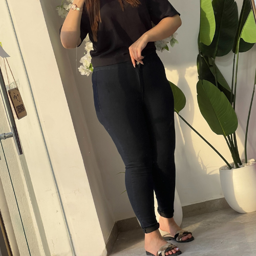 Jeanz -Jean skinny stretch grande taille – noire