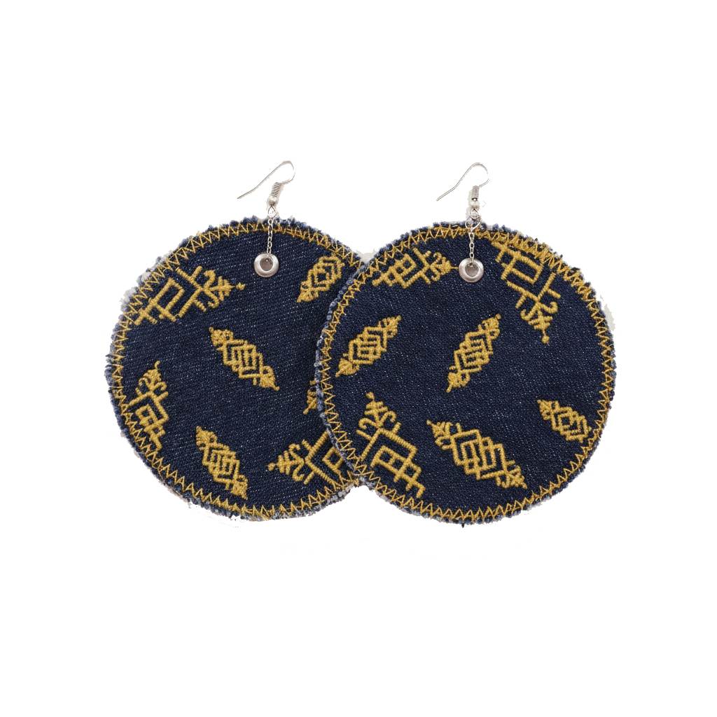 Kontakt – Boucle d’oreille en jeans HEAVY PRINT EFFECT – TUNIS FASHION WEEK 2024 – Jeans Bleu Foncé –