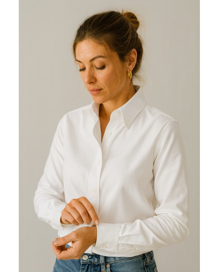 Angelo Ricci – Chemise femme Angelo Ricci Regular Fit en Oxford – Blanc Pur