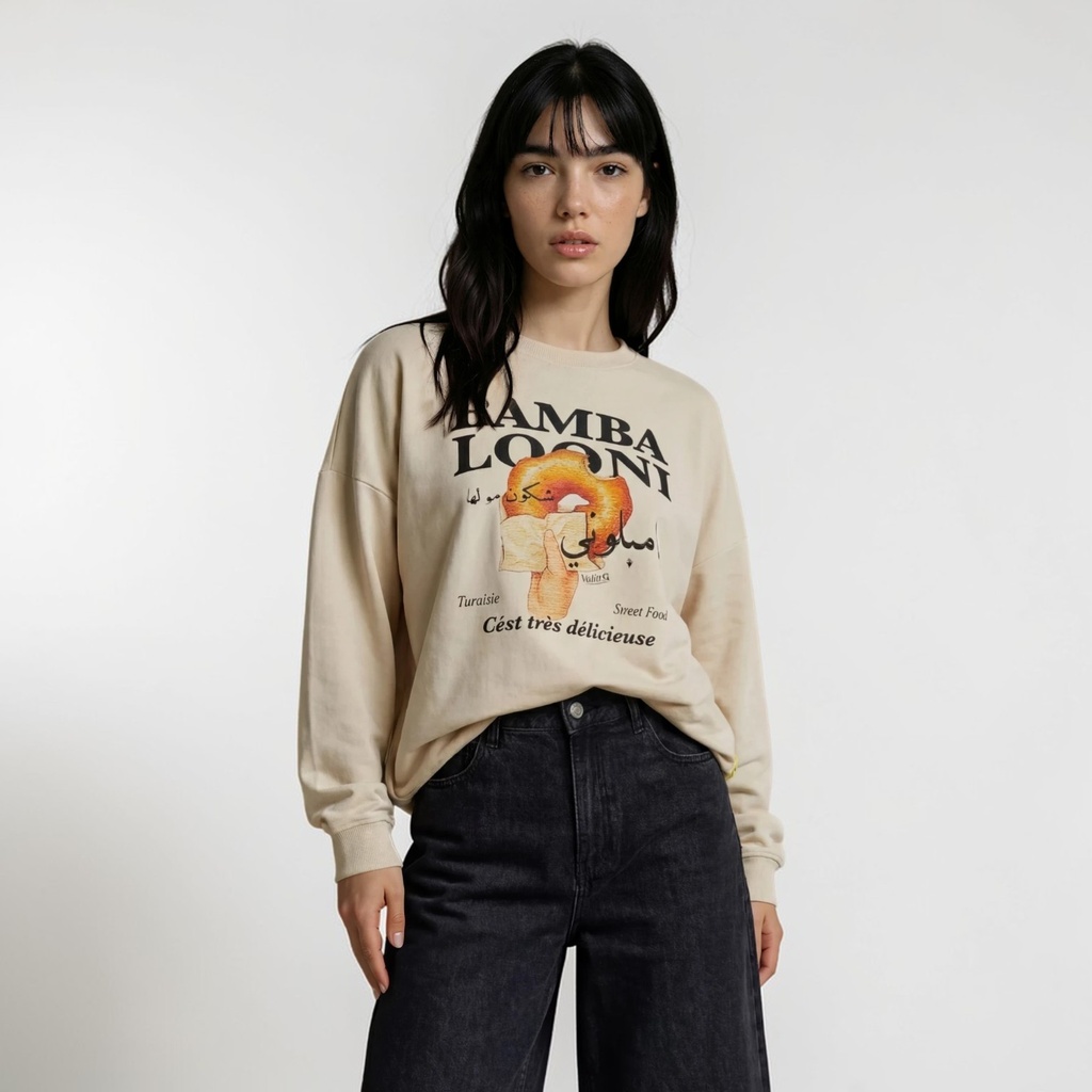 Kontakt – Sweat femme oversized BAMBALOONI- Ecru