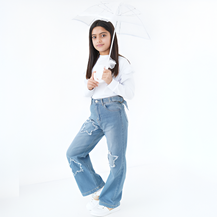 Jeanz – Baggy stars fillette – Bleu clair