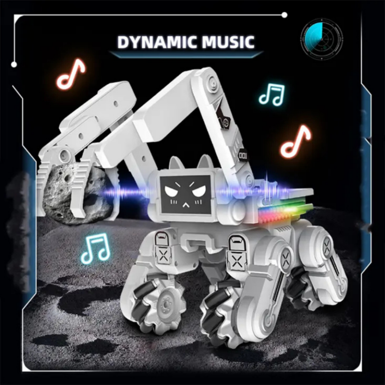 Robot Chien Télécommandé 8 Roues – Acrobatie 360°, Transformation, Lumières LED, Musique – Double Batterie – Cadeau 4-12 Ans