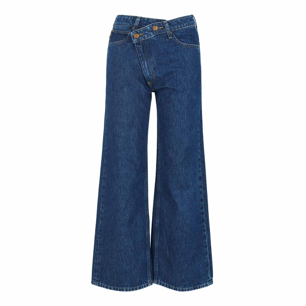 Kontakt – Super Straight jeans femme avec braguette décalé- SARRA 2.0 – Bleu Foncé