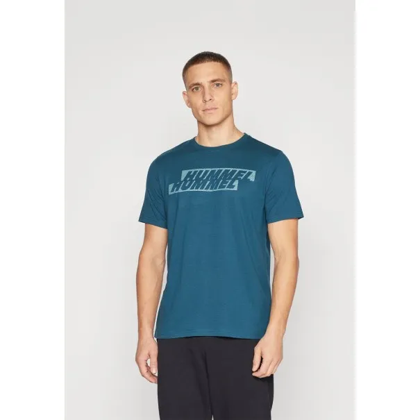 Hummel – HMLGRAPHIC DISPLACED LOGO TEE – Bleu
