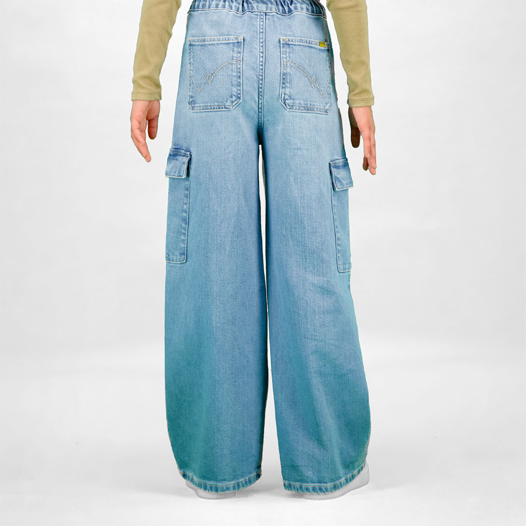Kontakt - Cargo fille en jeans - Bleu Clair 3