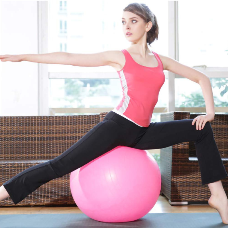 NEST - Balle de Yoga 75 cm - Ballon Fitness & Équilibre - Grossesse, Pilates, Anti-Stress & Gym à Domicile - Rose 4