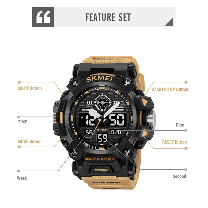 SKMEI - Montre Digitale SKMEI 2226 Sport Étanche 50M - Noir Jaune 3
