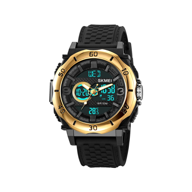 SKMEI - Montre Digitale SKMEI 2098 Sport Étanche 50M avec Thermomètre - Noir Doré 2