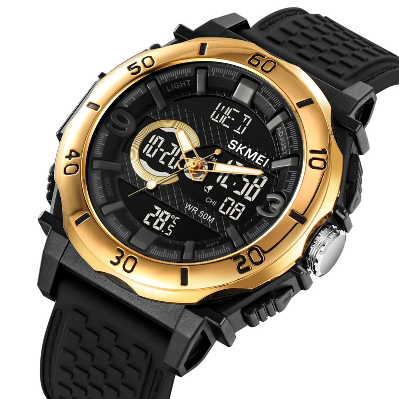 SKMEI - Montre Digitale SKMEI 2098 Sport Étanche 50M avec Thermomètre - Noir Doré 3