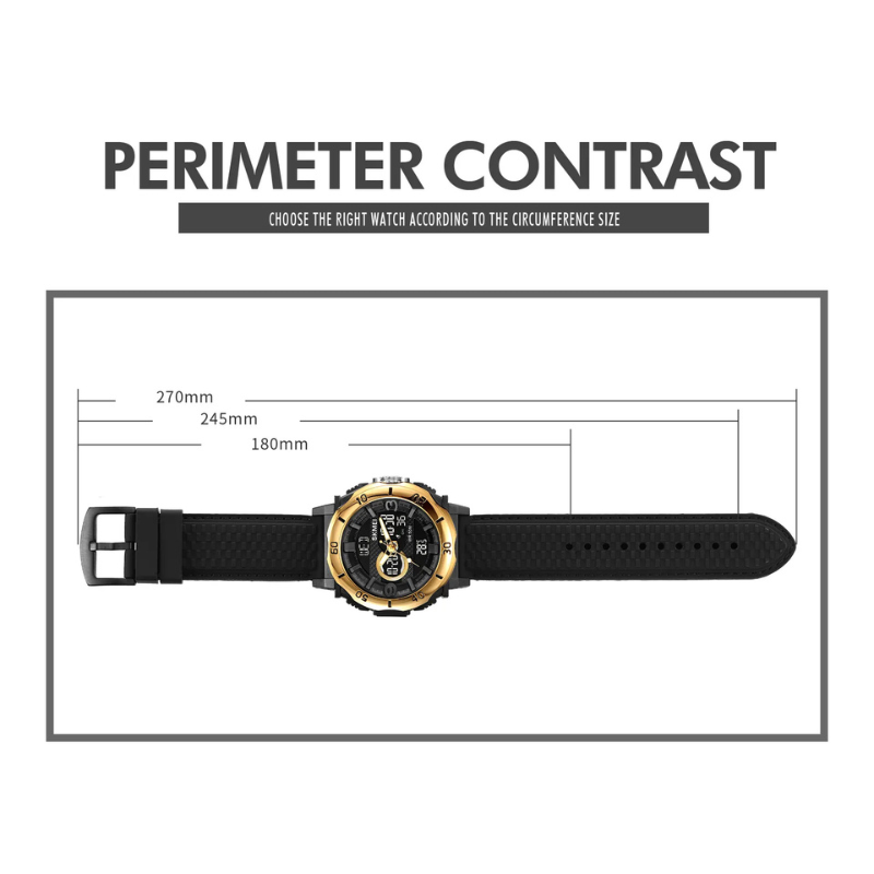 SKMEI - Montre Digitale SKMEI 2098 Sport Étanche 50M avec Thermomètre - Noir Doré 6