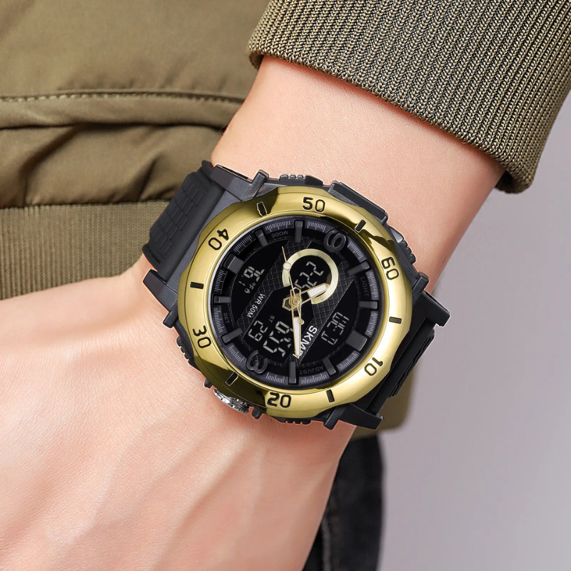 SKMEI - Montre Digitale SKMEI 2098 Sport Étanche 50M avec Thermomètre - Noir Doré 8