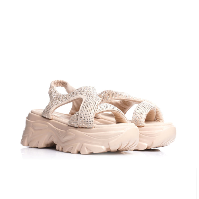 Seaside - Sandales sport chic à strass P26-G013 - Beige 2