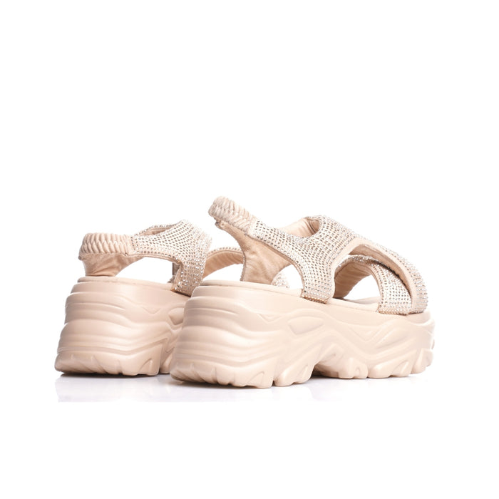 Seaside - Sandales sport chic à strass P26-G013 - Beige 3
