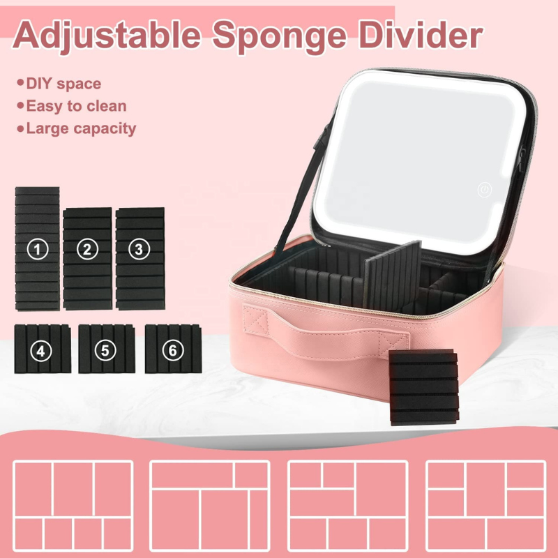 NEST - Trousse de maquillage avec miroir lumineux - Rose 3