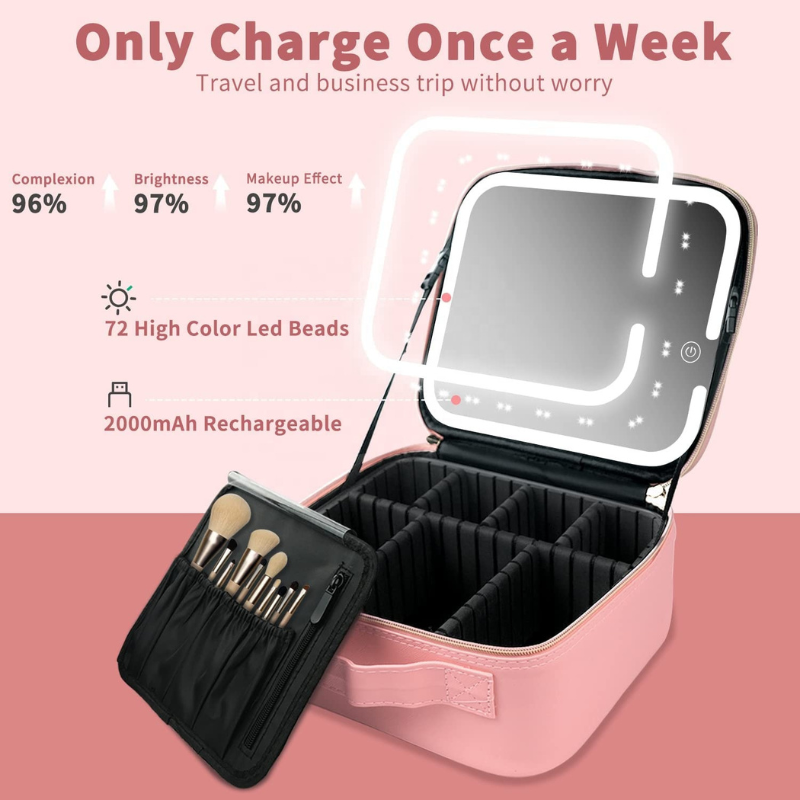 NEST - Trousse de maquillage avec miroir lumineux - Rose 4
