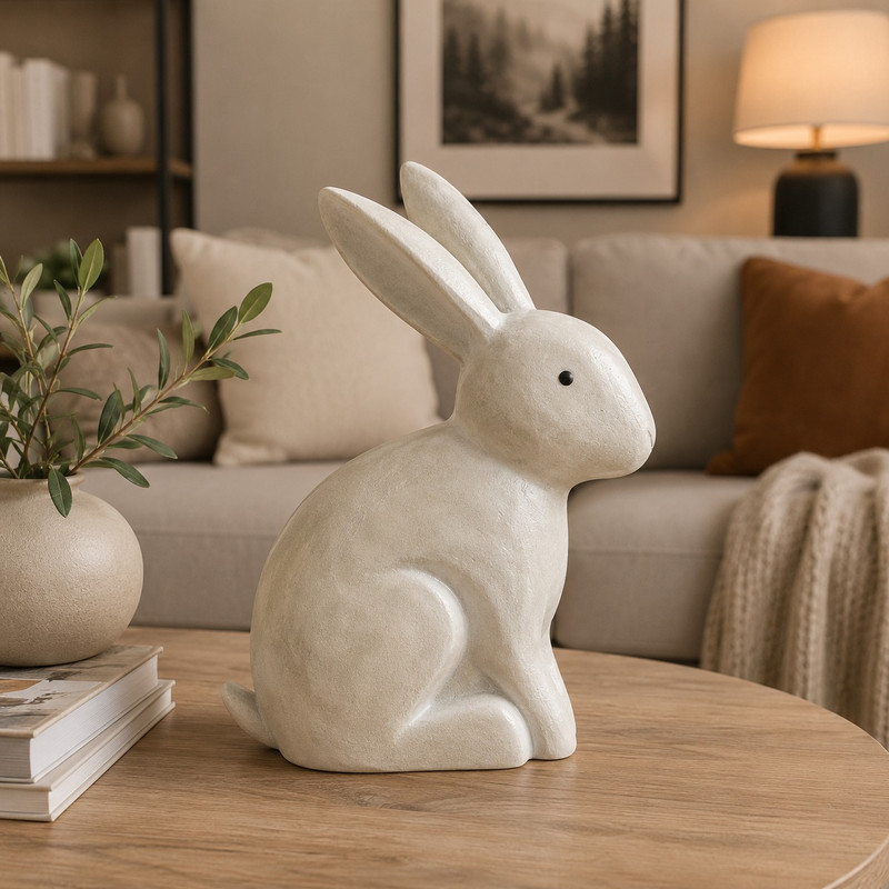 ARCADO - Statue Décorative Lapin en Céramique - Design Minimaliste