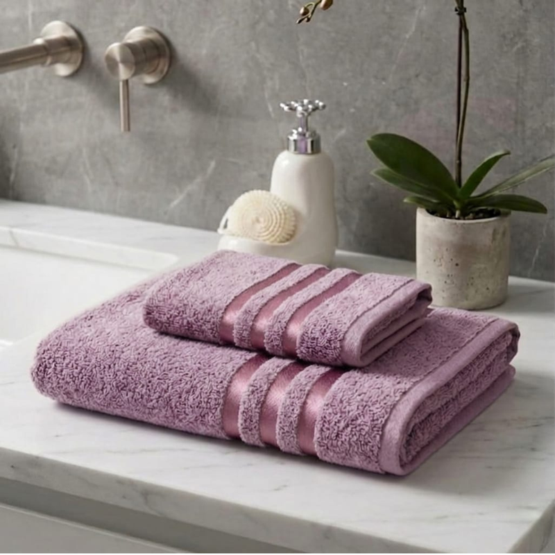 CASA NOVA – Ensemble de 2 serviettes Belinda 100% coton Aubergine