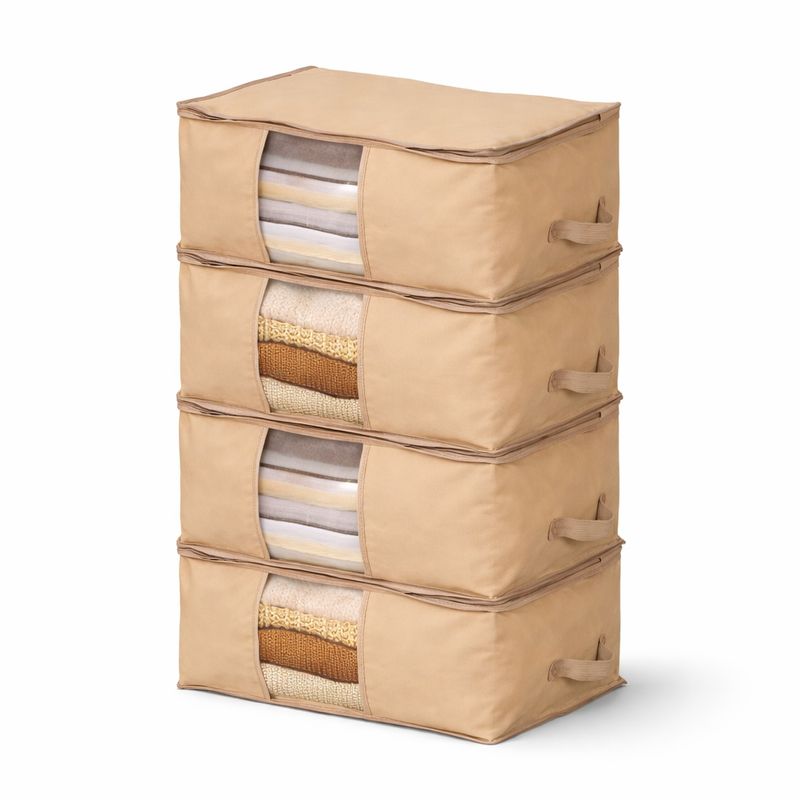 NEST – Lot de 4 Sacs de Rangment 70x50x30cm – Beige