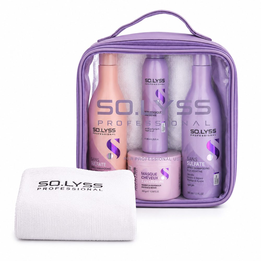 Solyss- Pack Gamme Kératine (4 en 1) + Trousse + Serviette