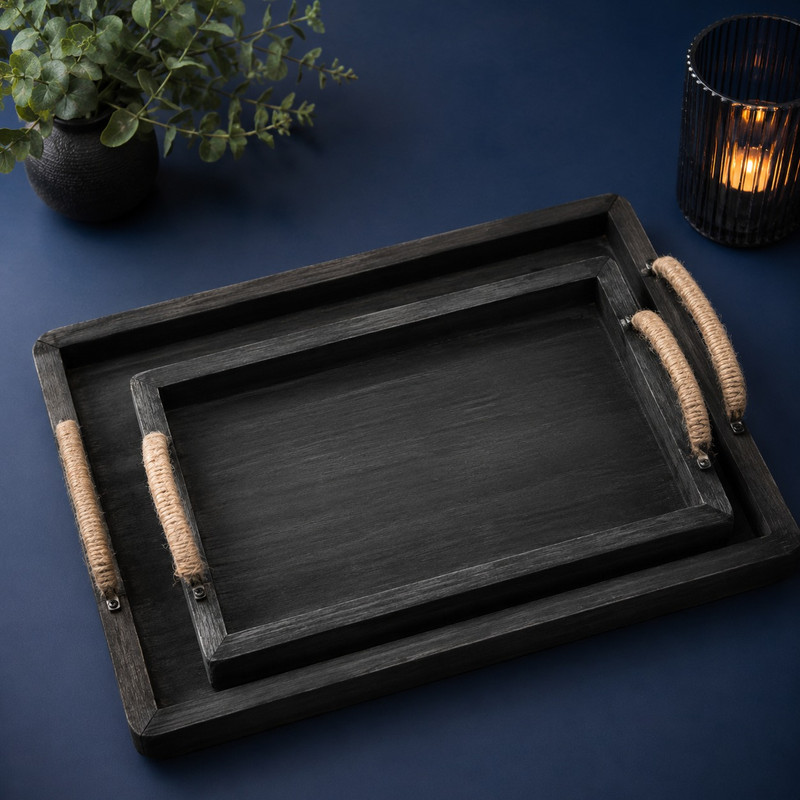 ARCADO – Duo de Plateaux En Bois Noir