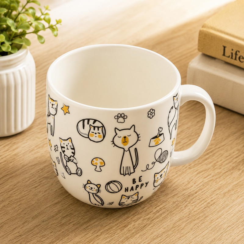 ARCADO – Mug Kawaii “Be Happy” – Illustrations Chats