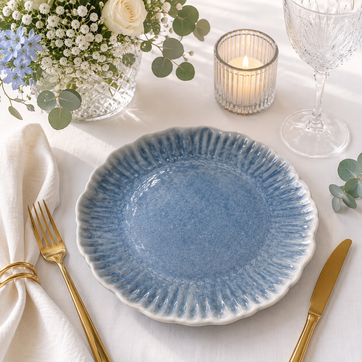 ARCADO – ARCADO – Assiette à Dessert en Céramique 21cm Émail Réactif Bleu