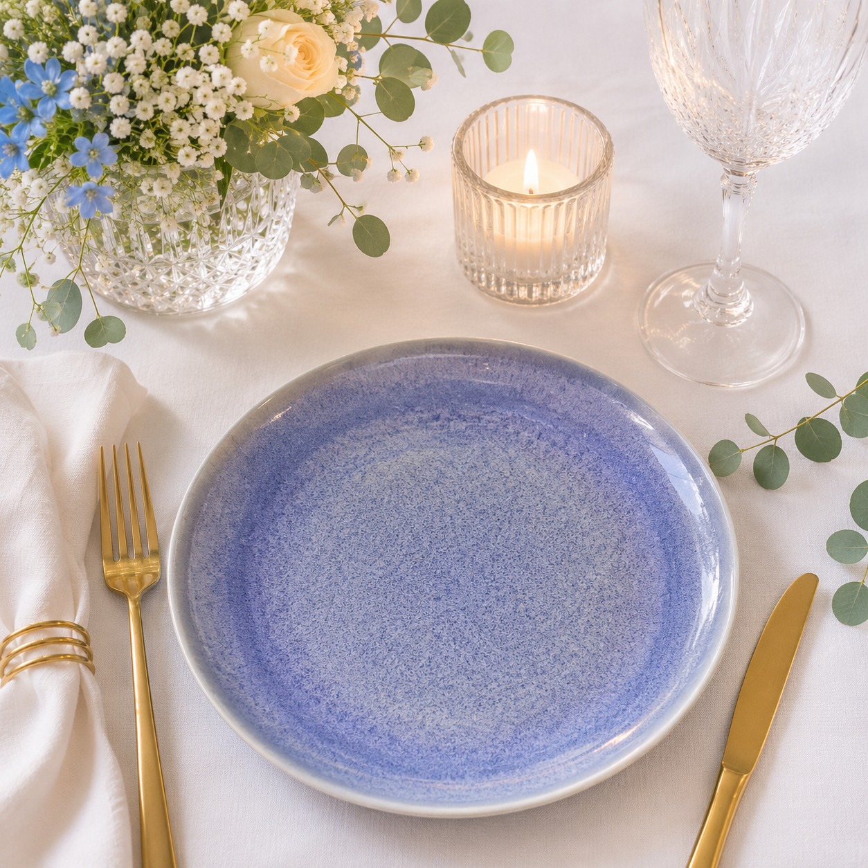 ARCADO – Grande Assiette à Pizza en Céramique 26,5 cm Émail Réactif “Brise Marine”