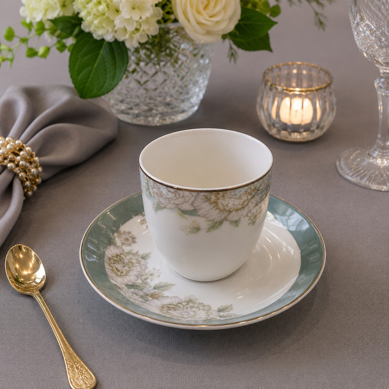 ARCADO â Duo Tasse et Sous Tasse En Porcelaine Collection âFleurs de Saisonâ
