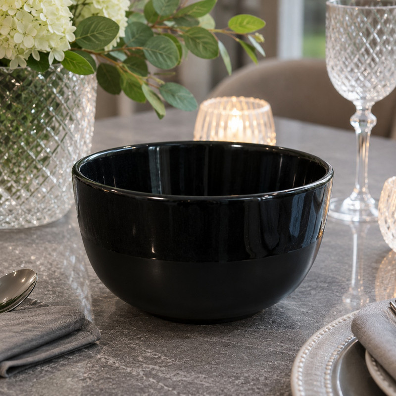 ARCADO – Bol en Grès Artisanal – Noir Moucheté & Design Épuré