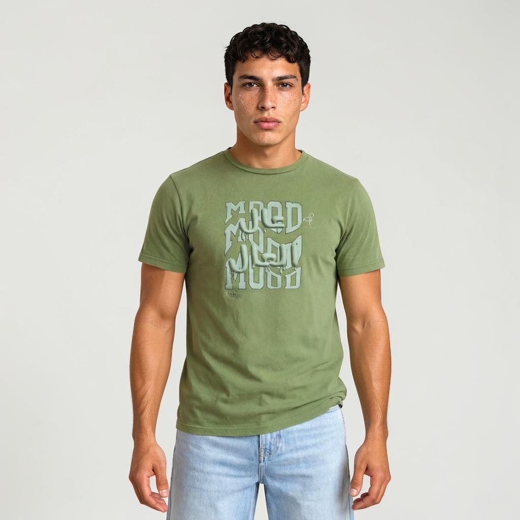 Kontakt - T-shirt homme manches courtes délavé MOOD ??? ????? - Vert 2