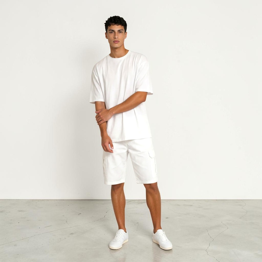 Kontakt – T-shirt oversized homme manches courtes اضحك لدنيا – Blanc