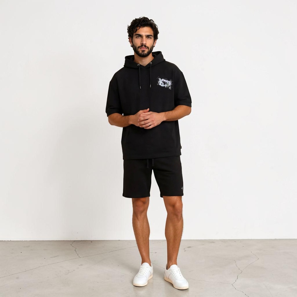 Kontakt – Hoodie homme manches courtes KTN – Noir