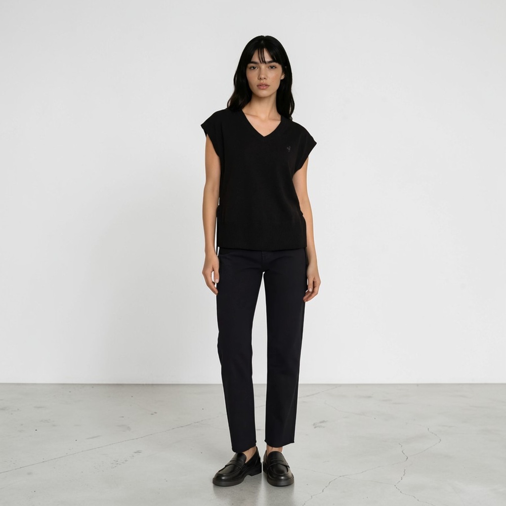 Kontakt – Sweat femme sans manches avec noeuds sur les côtés – Noir