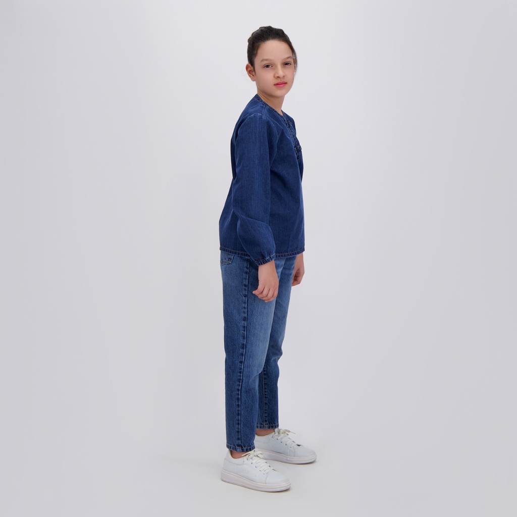 Kontakt - Blouse fille en jeans - Bleu Foncé 4