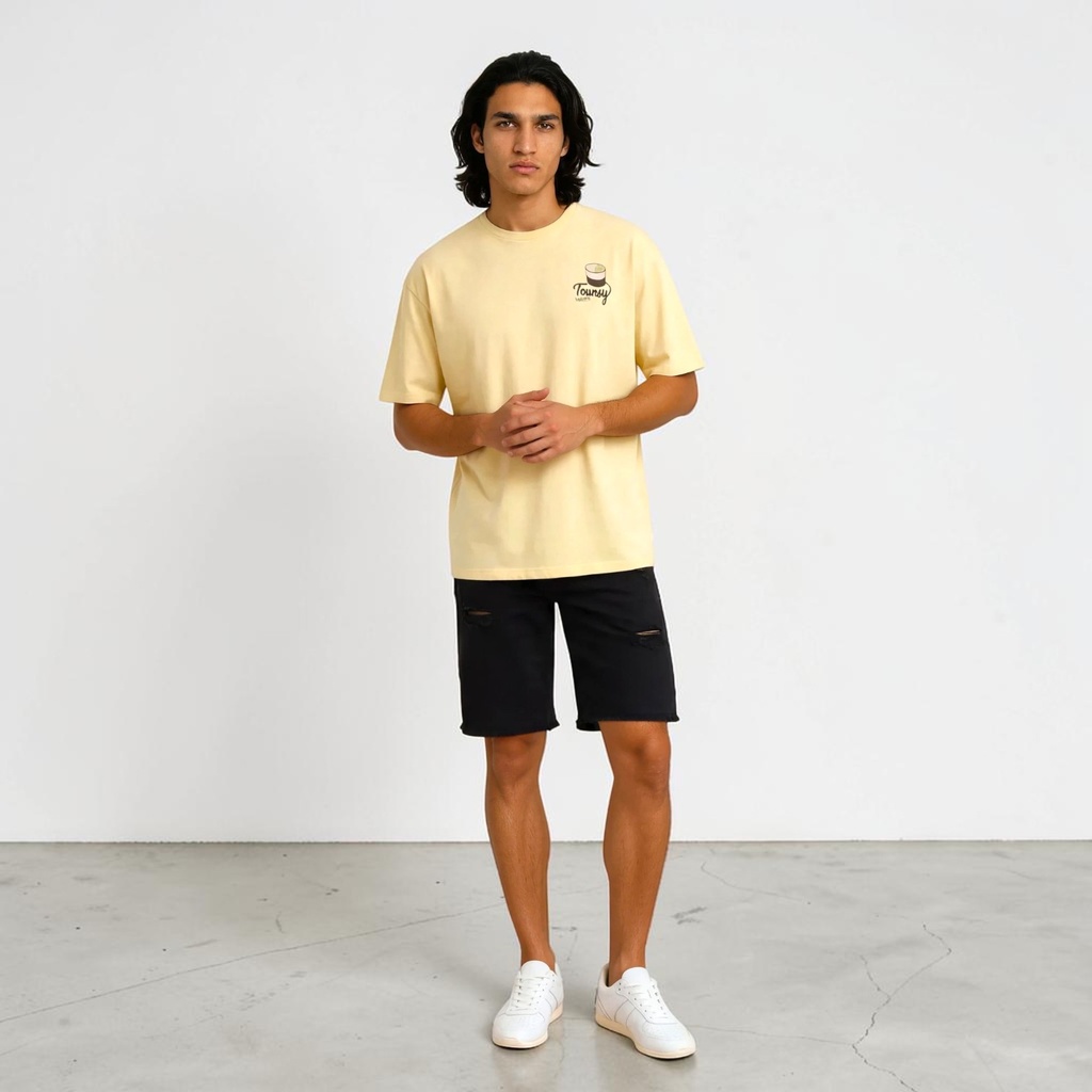 Kontakt – T-shirt oversized homme manches courtes Tounsy – Beige Fonce