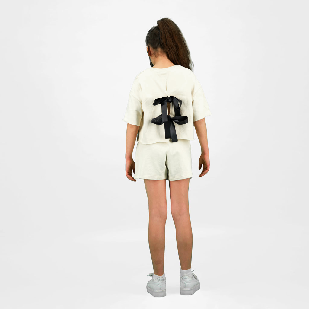 Kontakt - Sweat sur taille fille manches courtes avec pin up - Beige 2