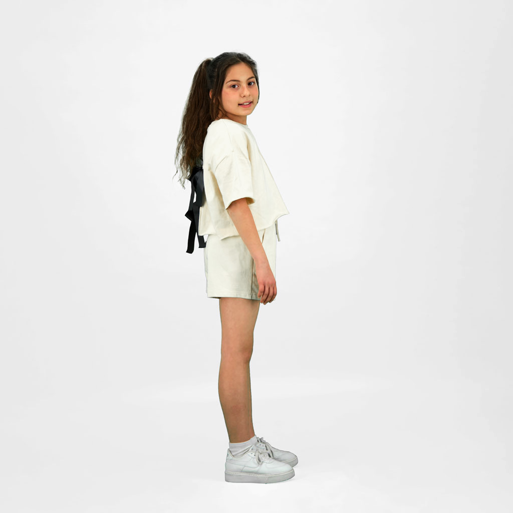 Kontakt - Sweat sur taille fille manches courtes avec pin up - Beige 3