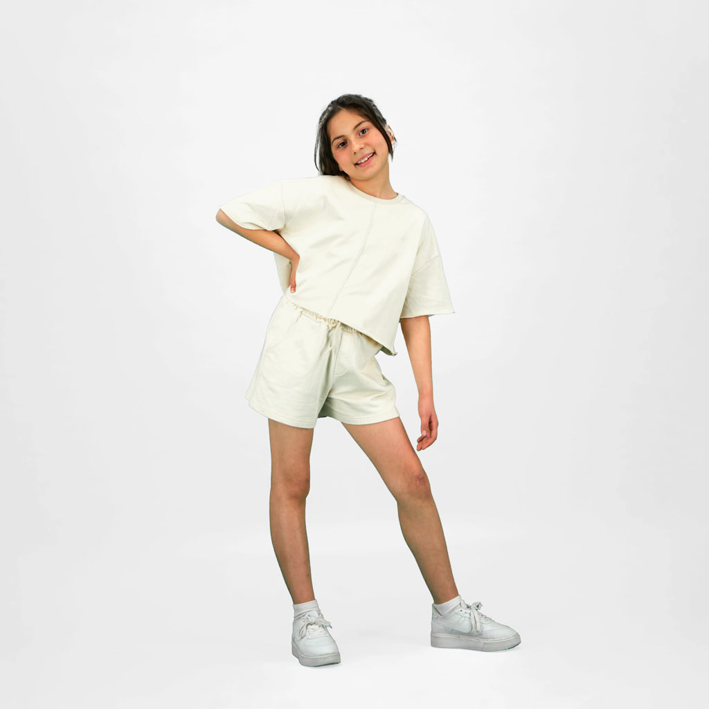 Kontakt - Sweat sur taille fille manches courtes avec pin up - Beige 4