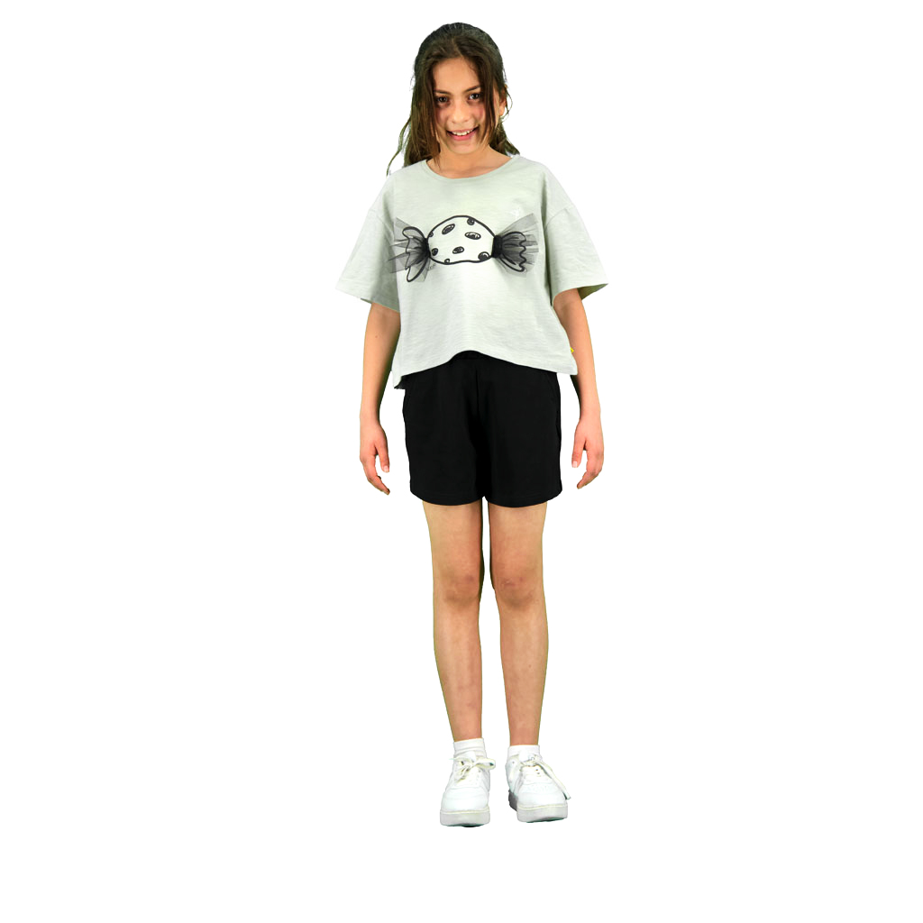 Kontakt – T-shirt sur taille fille manches courtes Haloua – vert Clair