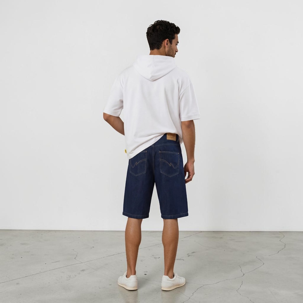 Kontakt - Bermuda baggy homme en jeans-BADER - Bleu Foncé 2