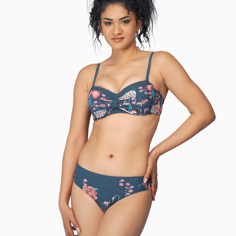 Lyouna  - HAUT DE BIKINI BANDEA - imprime floral 2