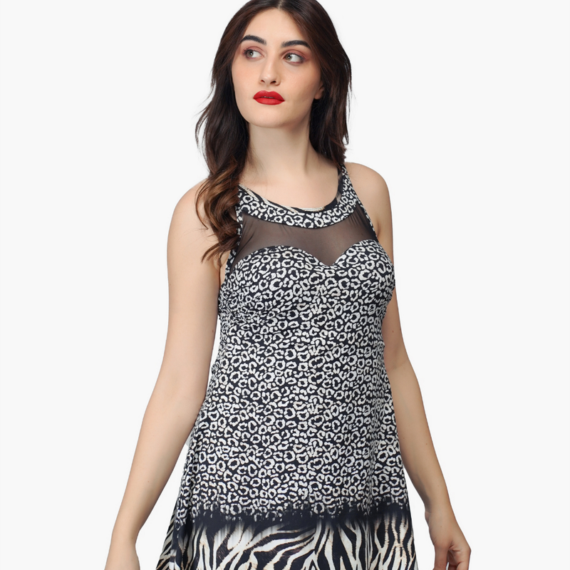 Lyouna  - Maillot robe zèbre avec tulle - ZEBRE 2