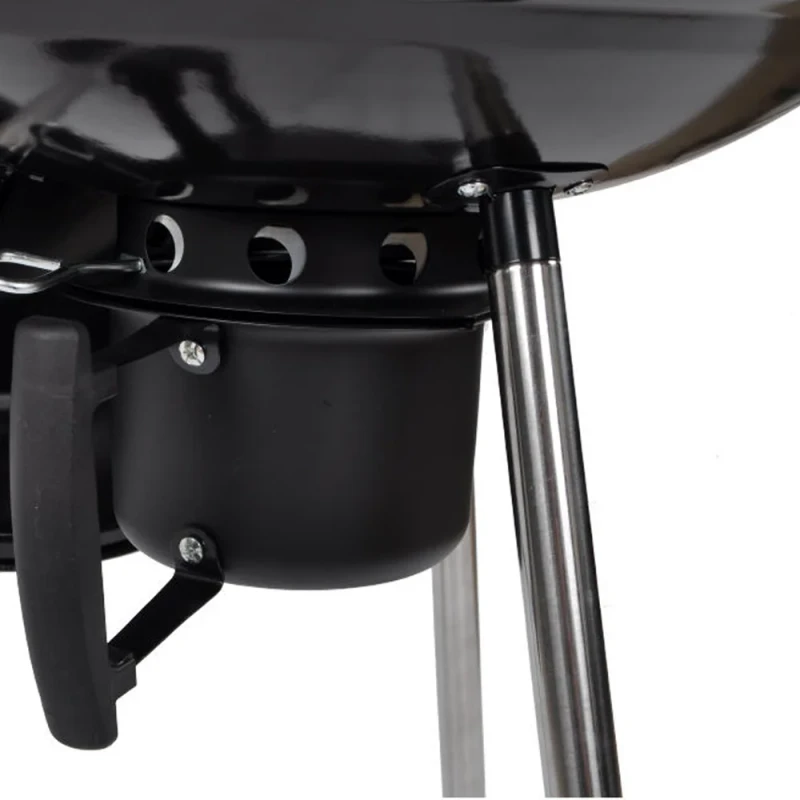 FLAMORA  - Barbecue à charbon Cuve et couvercle en acier avec cendrier amovible et roues de transport - Noir 7